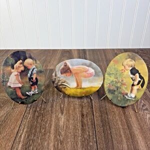 Lot of 3 Donald Zolan Plaques Small Wonder, Grandma's Garden, New Shoes & Easels